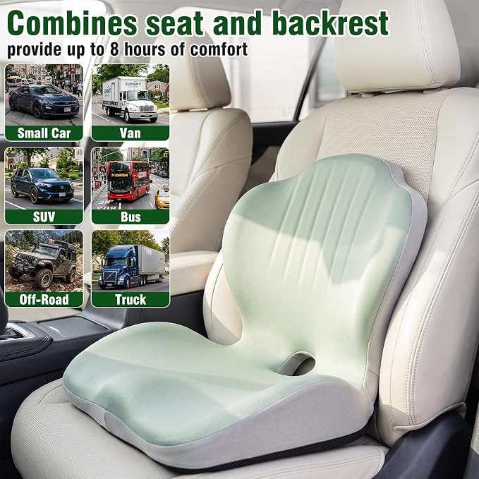 Car Seat Cushion with Lumbar Support Pillow, Memory Foam Office Chair Cushion - Image 2