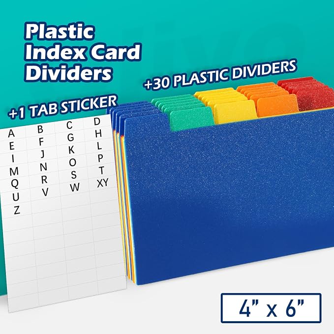 Olivo Index Card Dividers Tabs 4x6 Poly Plastic Card File Guides 4" x 6" - Image 2
