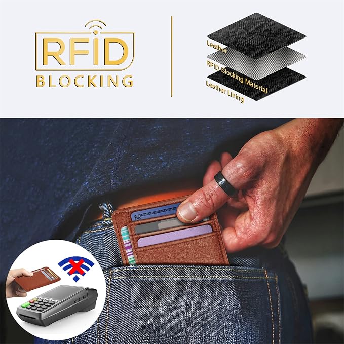 Travelambo Front Pocket Minimalist Leather Slim Wallet RFID Blocking Medium Size - Image 4