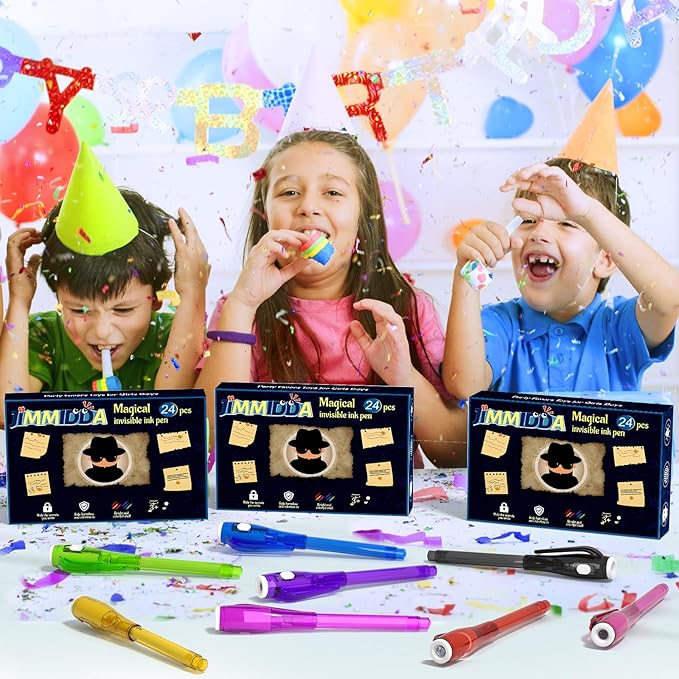 Invisible Ink Pen Spy Game for Kids, Party Favors Toys for Girls Boys, Magic Markers for Boys Girls Fun Outdoor Toys, Birthday for 6-13 Year Old Girls Boys (24PCS+Black Notebooks)-DeskLoop Office