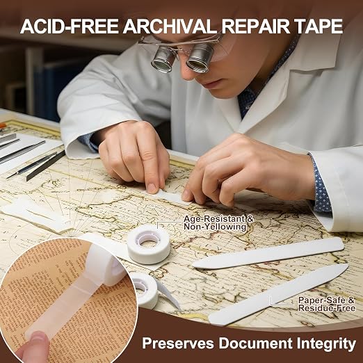 3 Rolls Archival Document Repair Tape Kit Book Repair Acid-Free Tape - Image 5