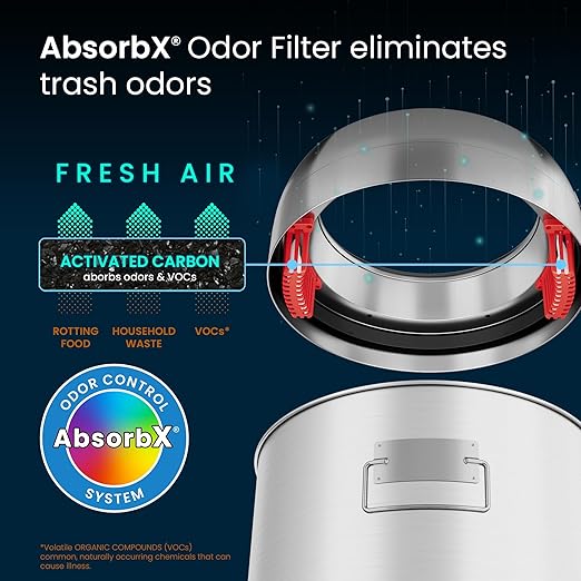 iTouchless Dual-Deodorizer Trash Can and Recycle Bin, Stainless Steel Commercial Grade Large 10 Inch, Home, Restaurant, Restroom, Office, 16 Gallon / 61 Liter, Open Top, Round-DeskLoop Office