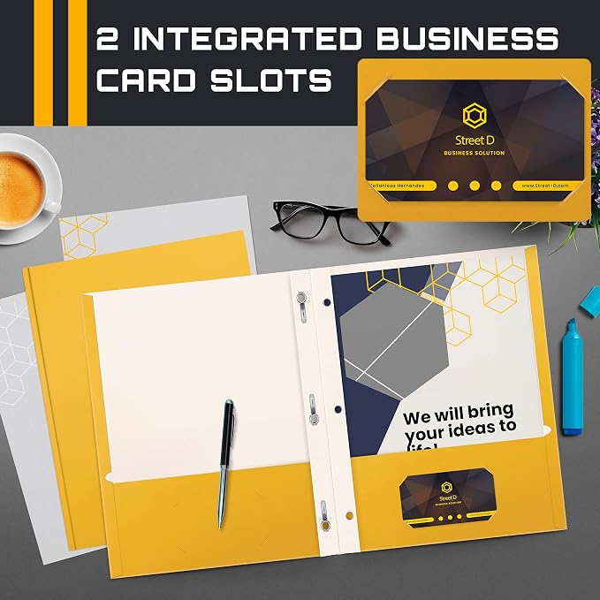 Better Office Products Dark Yellow 2 Pocket Folders - Image 4