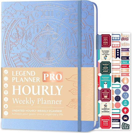 Legend Planner PRO Hourly Schedule - Weekly & Daily Organizer with Time Slots. Appointment Book Journal for Work & Personal, A4 (Periwinkle)