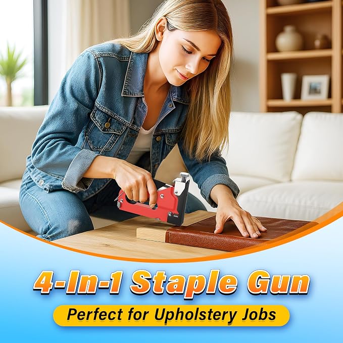 DIYSELF Staple Gun for Wood, 4-in-1 Upholstery Staple Gun Heavy Duty, Fabric - Image 2