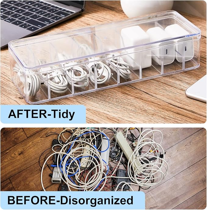 Tatuo 2 Pcs Cord Organizer for Drawer Desktop, Cable Organizer Box - Image 6
