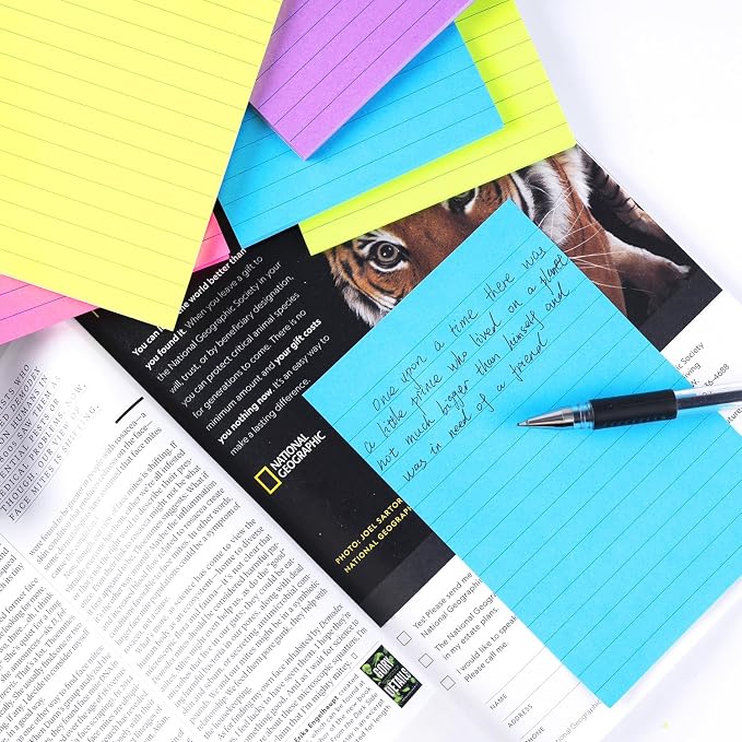 Lined Sticky Notes 4X6 in Bright Ruled Stickies Colorful Super Sticking Power - Image 6