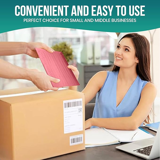 Levex - #0 6" x 10" [5 Pack] Pink Poly Bubble Mailers, Padded Envelope Mailers, Packing Envelope & Mailing Bags for Shipping-DeskLoop Office