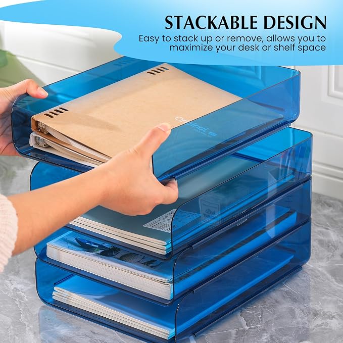 CiWiVOKi 2 Pack Stackable Paper Tray File Organizer - Image 3