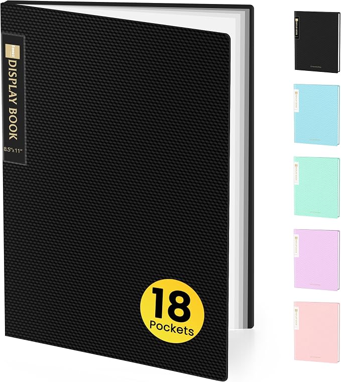 Sooez Binder with Plastic Sleeves 18-Pocket, Displays 36 Pages, 8.5x11 by Sooez