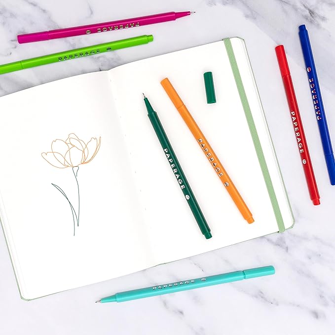 PAPERAGE Blank Journal Notebook, (Green), 160 Pages, Medium 5.6 in x 8 in - 100 GSM Thick Paper – Hardcover Journaling Notebook for Work, School, Note Taking or Sketching-DeskLoop Office