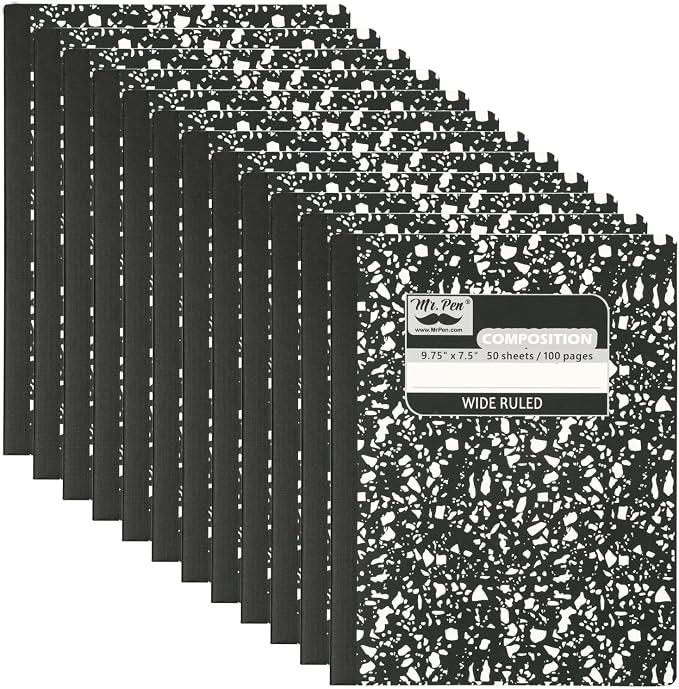 Mr. Pen- Composition Notebook, 12 Pack, Wide Ruled, 600 Sheets | 9.75" x 7.5" by MrPen