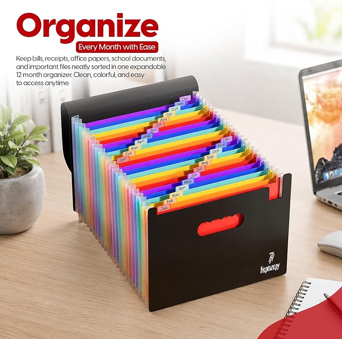 26 Pockets Plastic Accordion File Organizer, Expanding File Folder Organizer - Image 4