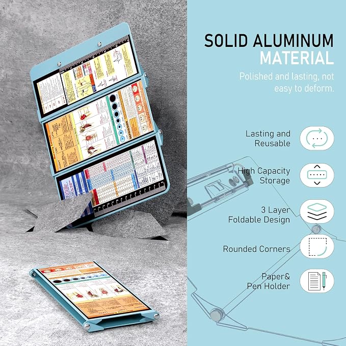 Nursing Clipboard Foldable, Foldable Clip Board w/Nursing Edition Cheat Charts - Image 3