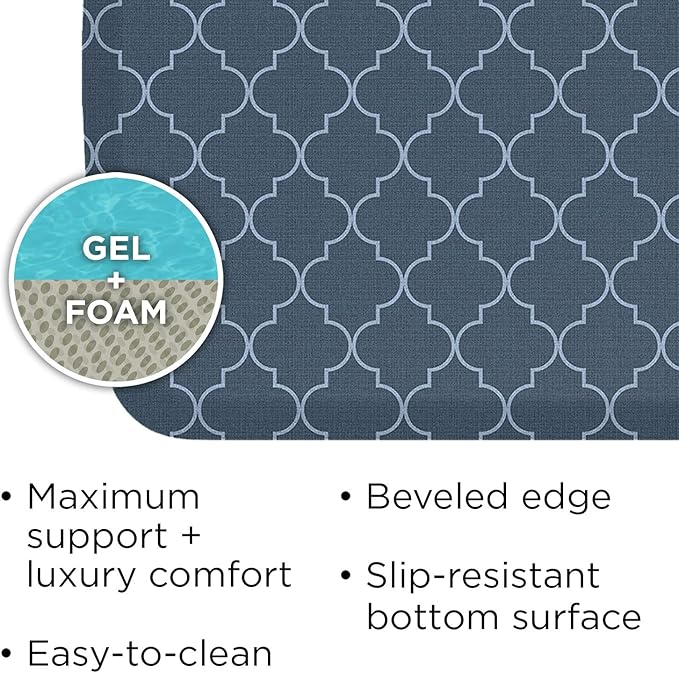 GelPro Elite Premier Anti-Fatigue Kitchen Comfort Floor Mat, 20x72", Lattice Indigo Stain Resistant Surface with therapeutic gel and energy-return foam for health & wellness-DeskLoop Office
