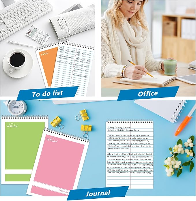 Yeplan Top Spiral Notebook 6x9 10 Pack, Steno Pads Spiral Notebooks - Image 4