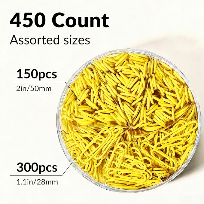 NEEWAY 450pcs Paper Clips Assorted Sizes, Small and Large Paper Clips, Coated - Image 3
