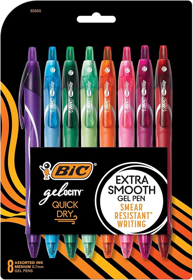 BIC Gelocity Quick Dry Assorted Colors Gel Pens, Medium Point, School Supplies by BIC