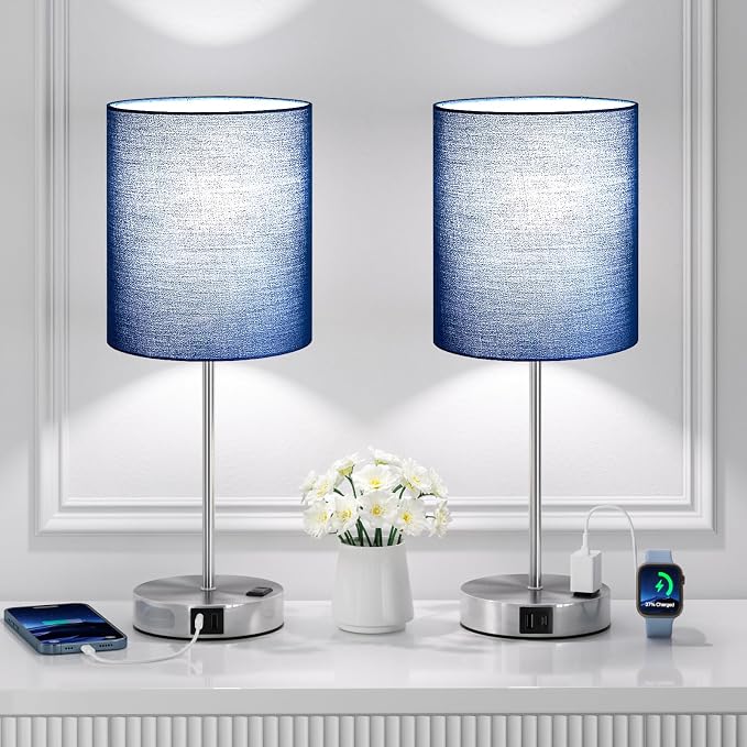 Blue Touch Lamps for Nightstand Set of 2 - Image 9