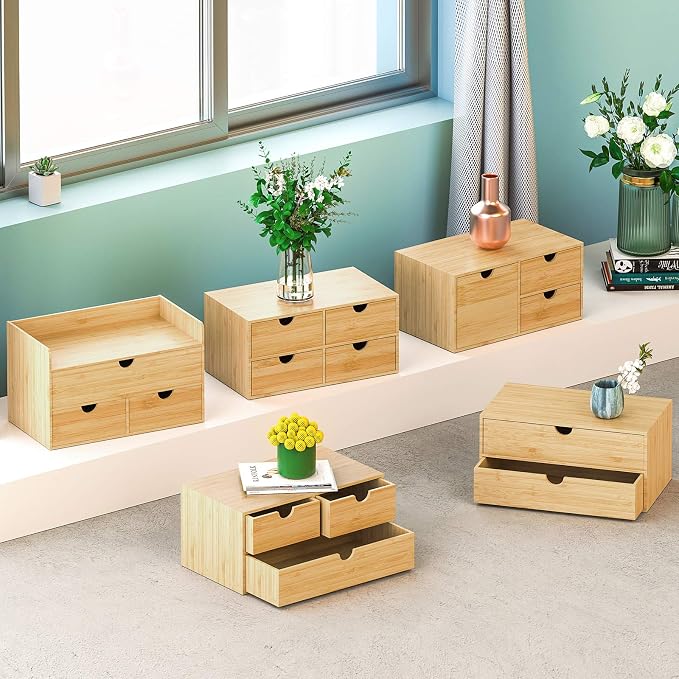 Wisuce Bamboo Desk Drawer Organizer, Desktop Organizer - Image 5