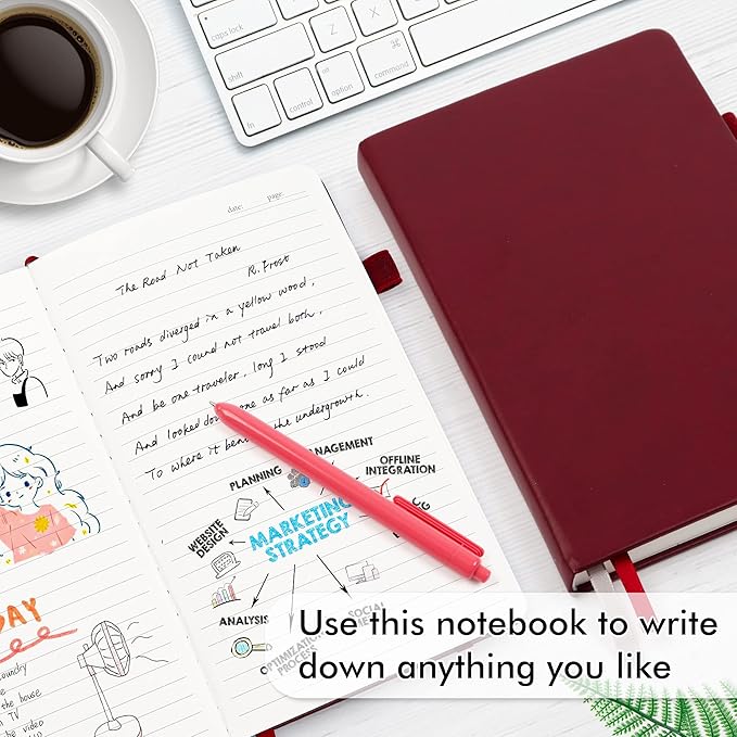 12 Pack Notebooks Journals Bulk with 12 Black Pens, Feela A5 Hardcover Notebook Classic Ruled Journal Set with Pen Holder for School Business Work Travel Writing, 120 GSM, 5.1”x8.3”, Wine-DeskLoop Office