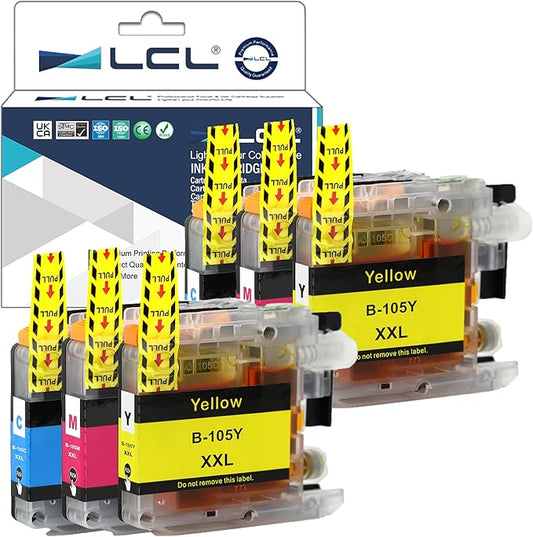 LCL Compatible Ink Cartridge Replacement for Brother LC105 XXL LC1053PK LC105C LC105M LC105Y 1200 Pages MFC-J4710DW MFC-J4610DW MFC-J4510DW MFC-J4410DW MFC-J6520DW MFC-J6720DW MFC-J6920DW (2C2M2Y)-DeskLoop Office