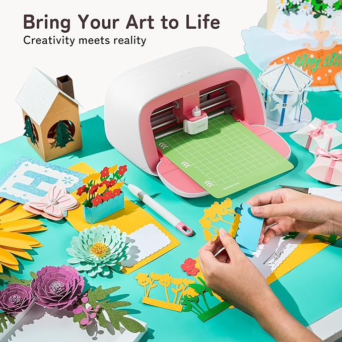 Likcut Vinyl Cutter Machine, Upgrade Cutting Machine Glee S501 for DIY Joy, Portable Smart Cutting Tool for Crafter, Sticker Decal Maker Printing for Family & School Fun Projects and Decorations, Pink-DeskLoop Office