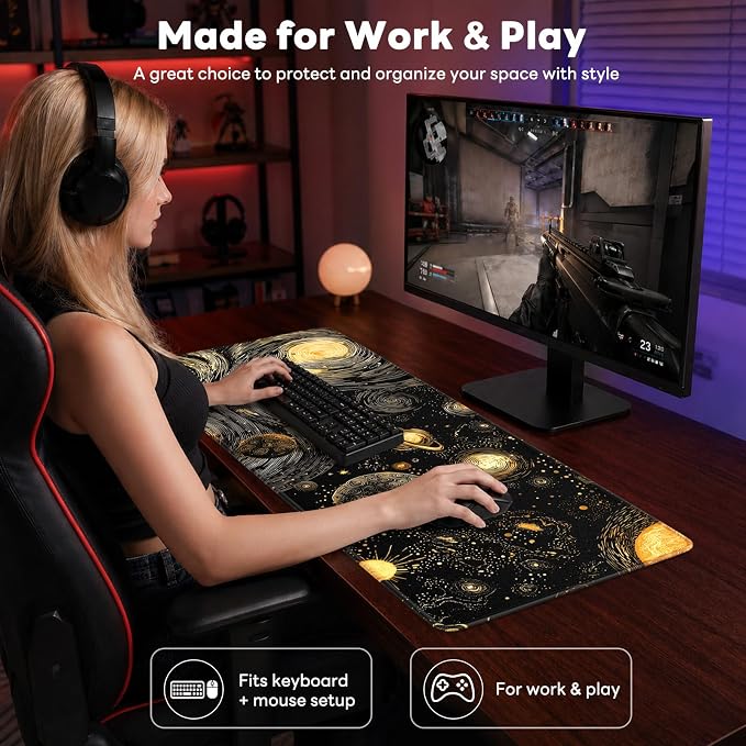 Desk Mat, Big Desk Pad, 31.5x11.8 Inches Extended Big Gaming Mouse Pad - Image 7