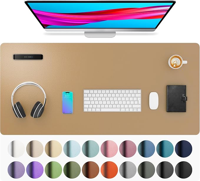 Aothia Faux Leather Desk Mat for Keyboard & Mouse | Large desk mat for keyboard by AothiaSimpleNaturalUnique