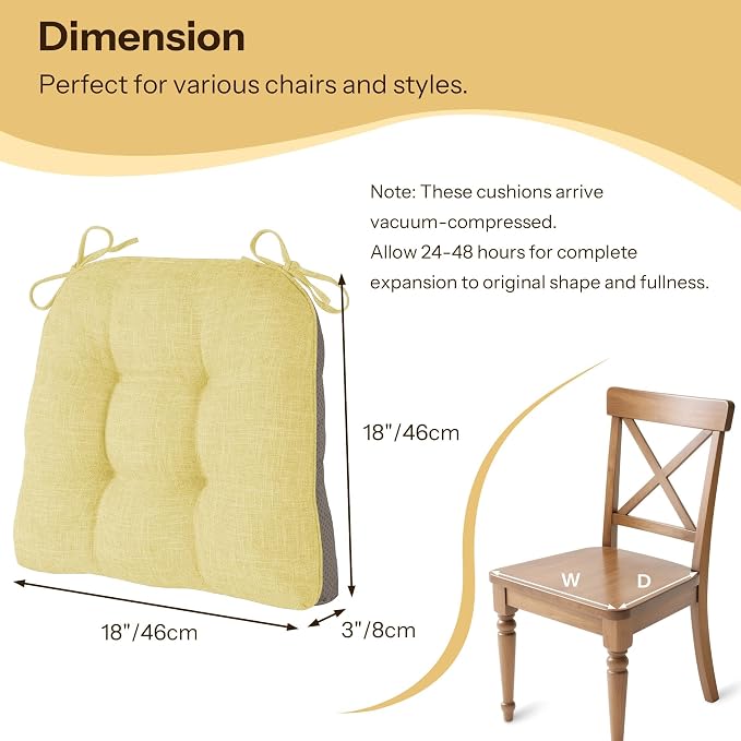 Chair Cushions for Dining Chairs 2 Pack, - Image 2