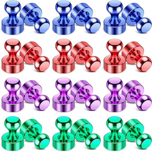 VNDUEEY 24 Pack Fridge Magnets, 4 Colors Refrigerator Magnet, Magnetic Push Pins by VNDUEEY