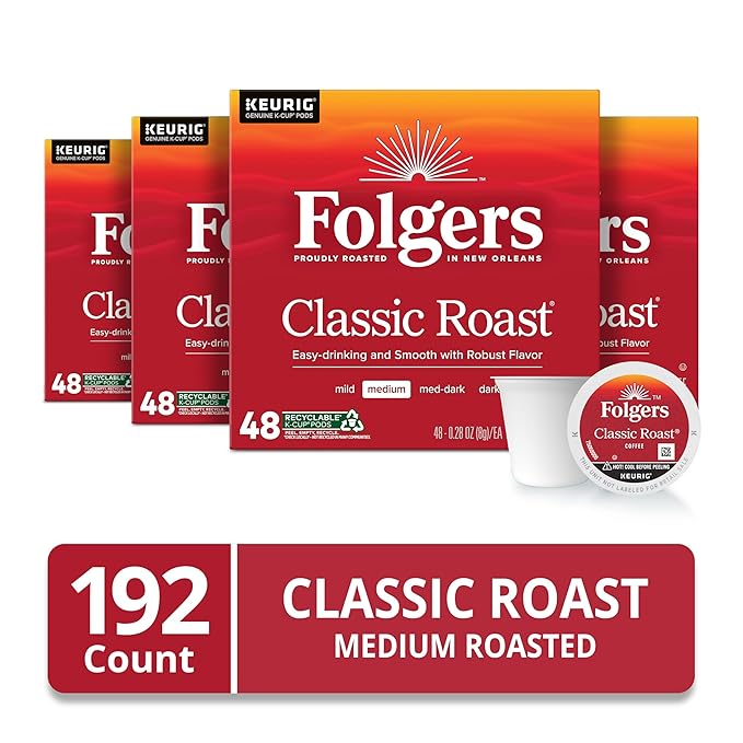 Folgers Classic Roast Medium Roast Coffee, 192 Keurig K-Cup Pods-DeskLoop Office