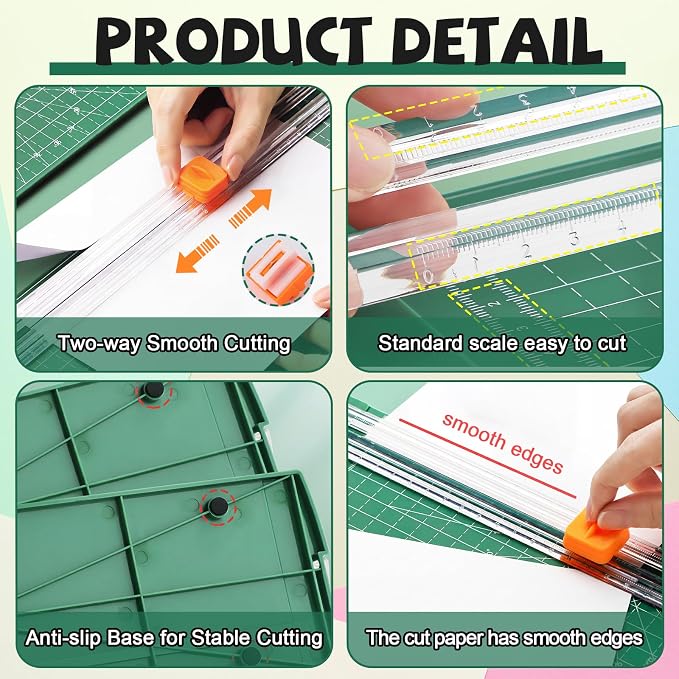 6 Pcs Paper Cutter A4 Size Bulk Includes 25 Blades Sliding Paper Trimmer - Image 3