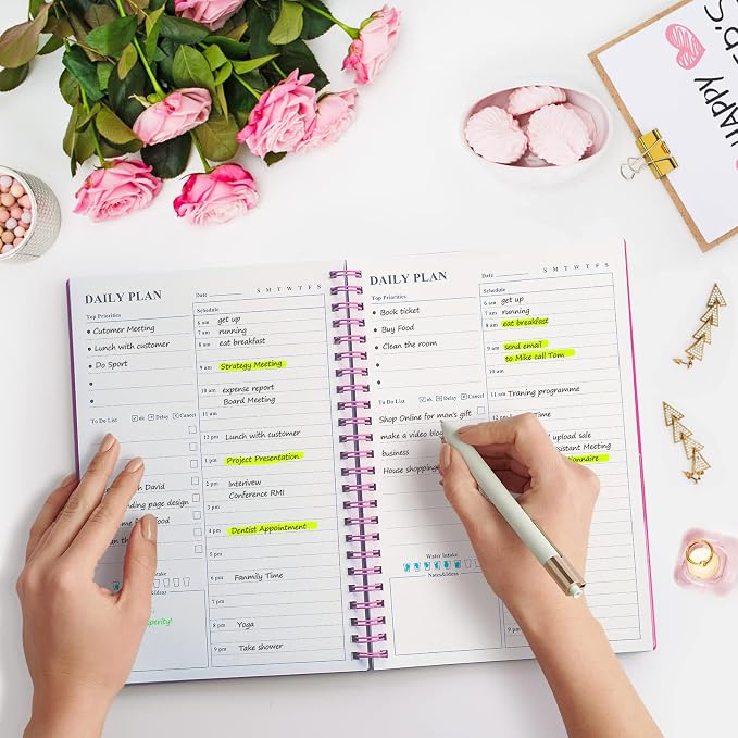 Daily Planner Undated, Asten To Do List Notebook Hourly Schedules Spiral - Image 6