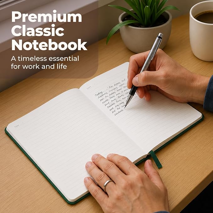 A5 Leather Bound Journal Green 5.8x8.3" Lined Notebook 300 Pages | Thick - Image 2