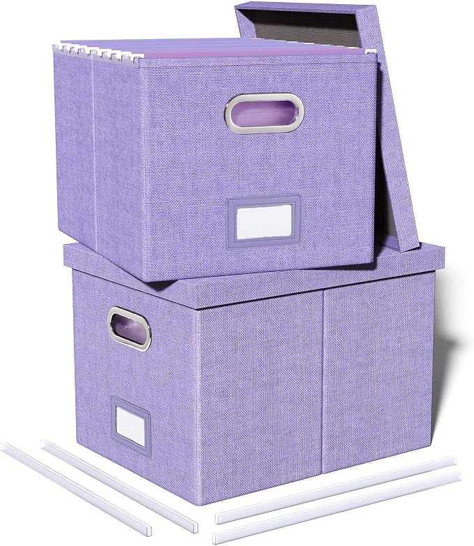 2 Pack File Storage Organizer, Filing Box, Portable File Box by Oterri