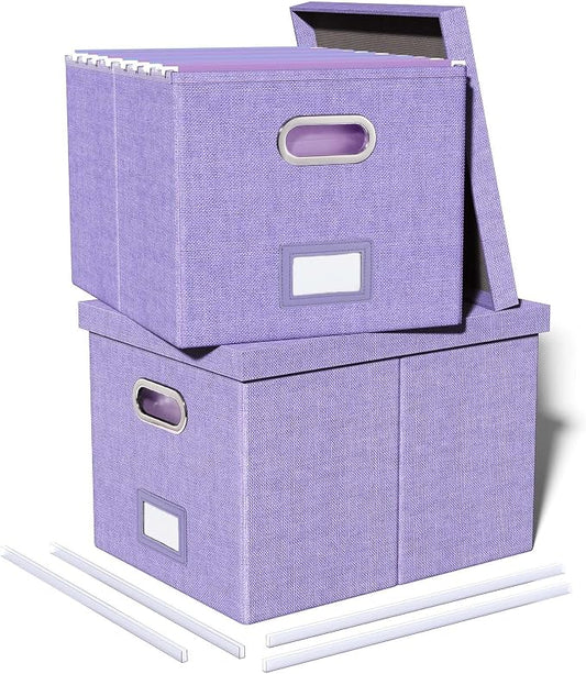 2 Pack File Storage Organizer, Filing Box, Portable File Box by Oterri