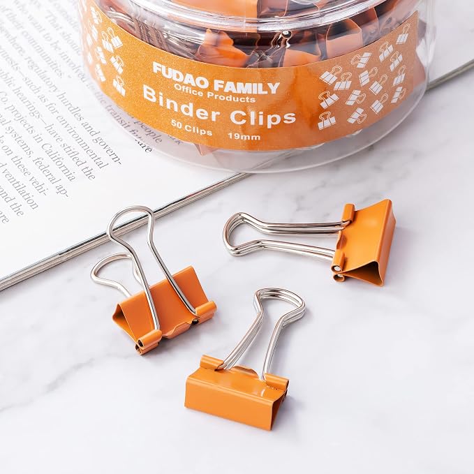 Small Orange Binder Clips, 3/4 Inch, 50 Pack Mini Clips - Image 5