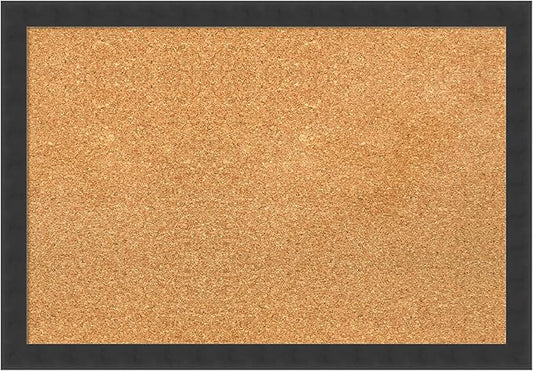 Amanti Art Natural Cork Board for Wall, 18x26 Vision Board with Black Wood Frame, Medium Corkboard Office Decor for Home Organization, Modern Contemporary Corkboard Pinboard to display items for home-DeskLoop Office