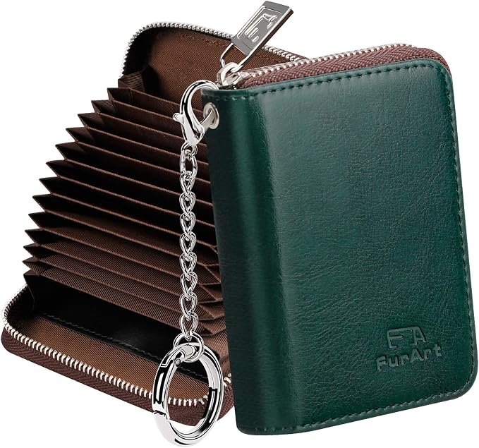 FurArt Zipper Wallet Women, RFID Blocking Credit Card Wallet, Business Card by FurArt