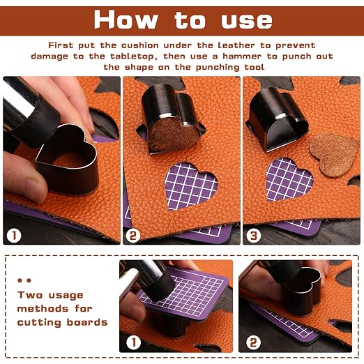 8 Pcs Heart Leather Cutter Set, 8 Sizes High Carbon Steel Heart Punch Tools - Image 5