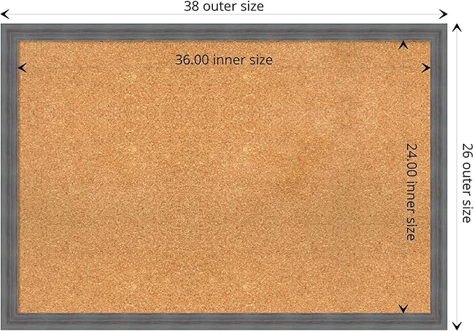Amanti Art Natural Cork Board for Wall, 26x38 Vision Board with Blue Wood Frame, Large Corkboard Office Decor for Home Organization, Rustic Farmhouse Corkboard Pinboard to display items for home-DeskLoop Office