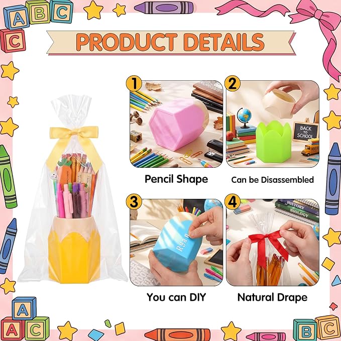 6 Set Pencil Shaped Pen Holders Gift Set - Image 3