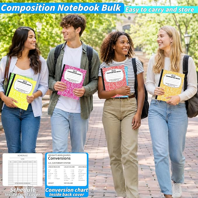 24 Pack 9.75 x 7.5 in Large Composition Notebooks Bulk 6 Color Wide Ruled - Image 5