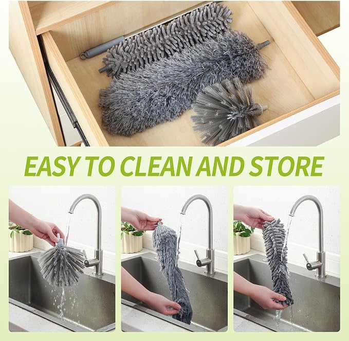 IVYROLL Cobweb Duster with Extension Pole, Reusable Feather Duster - Image 6