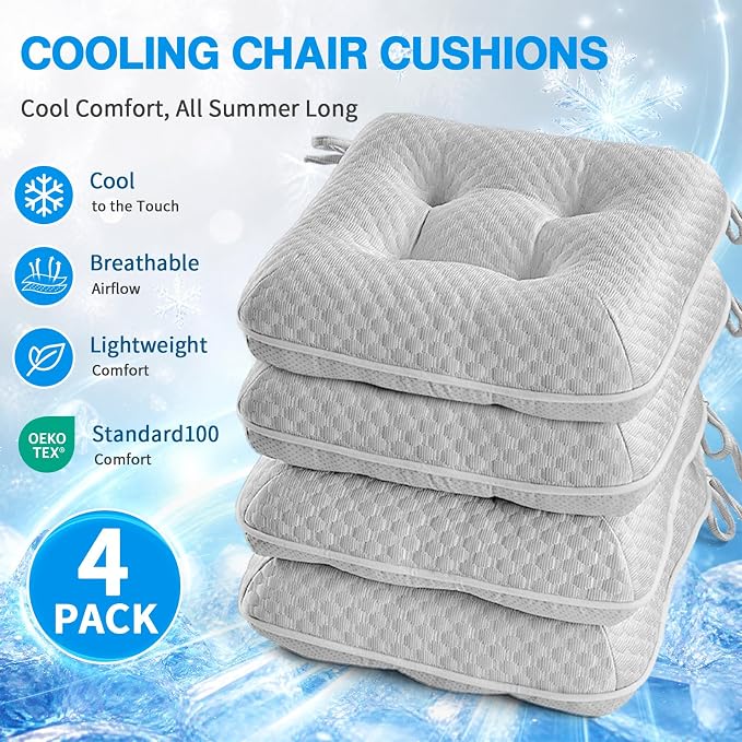 BETU Cooling Chair Cushions Set of 4, 3.5” Thick Seat Cushions, Breathable - Image 8