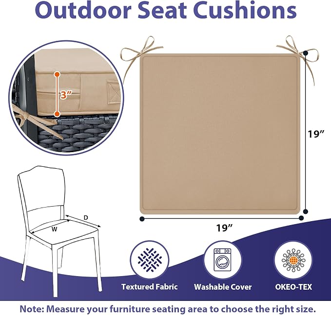 IPYNBAP Outdoor Chair Cushions Set of 4 -Waterproof Outdoor Seat Cushions - Image 6