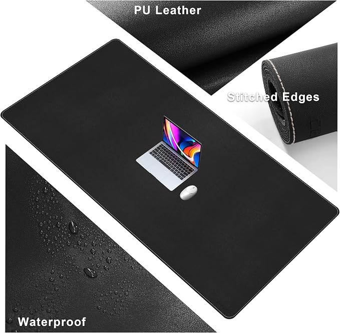 CENNBIE Leather Desk Mat, Extended Non-Slip Mouse Pad, Waterproof PU Leather - Image 3