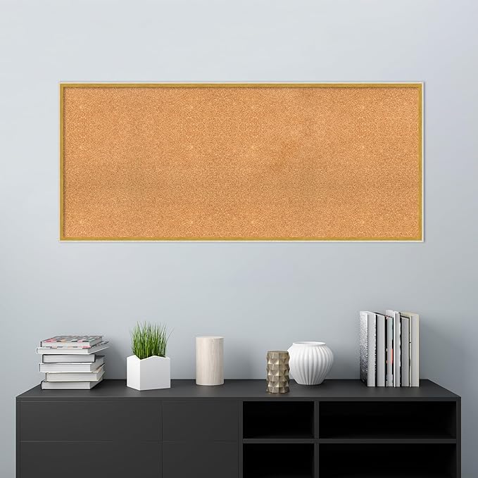 Amanti Art Natural Cork Board for Wall, 25x57 Vision Board with White Frame, Oversize Corkboard Office Decor for Home Organization, Modern Corkboard Pinboard to Display Items for Home Organization in-DeskLoop Office