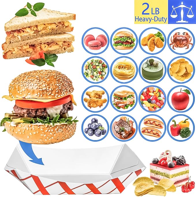 120 Pack 2Lb Paper Food Boat Trays Disposable Paper Boats Containers, Checkered - Image 6
